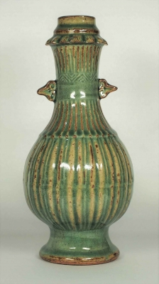 Fluted Vase with Chrysanthemum-Shaped Neck Design