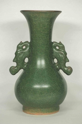 Yuhuchun Crackled Vase with Phoenix Handles