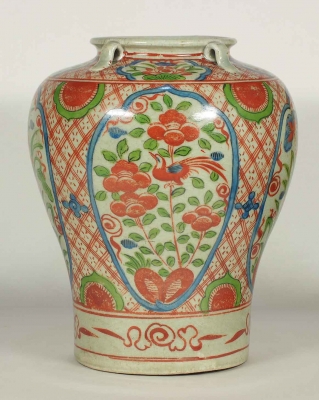 Jar with Four Lugs and Flower Design